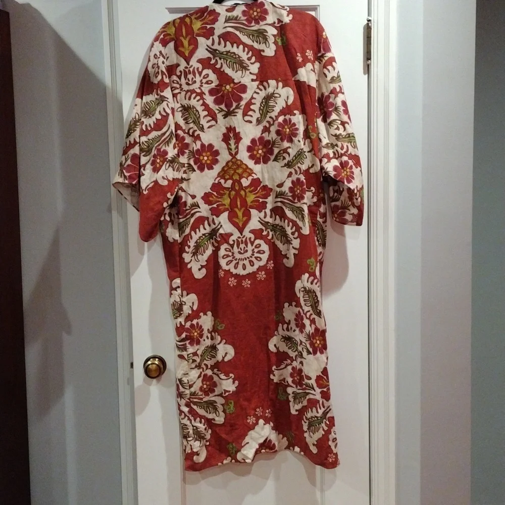 Zara Linen Blend Resort Set Printed Wide Leg Pants XL Tunic Dress M/L Boho - Picture 8 of 17